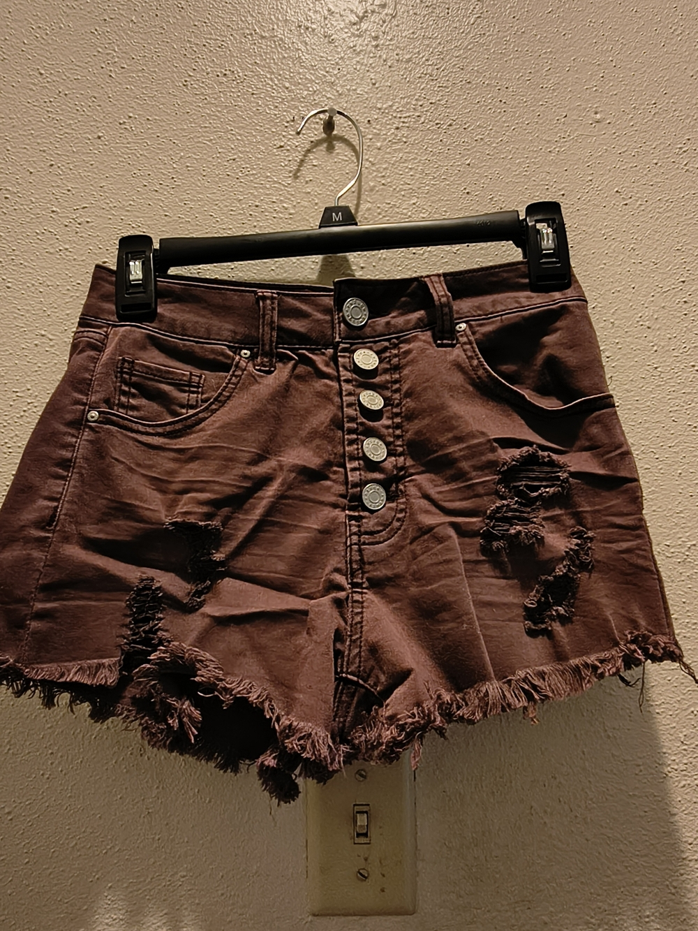 High-Rise Distressed Women’s Shorts in Dark Brown